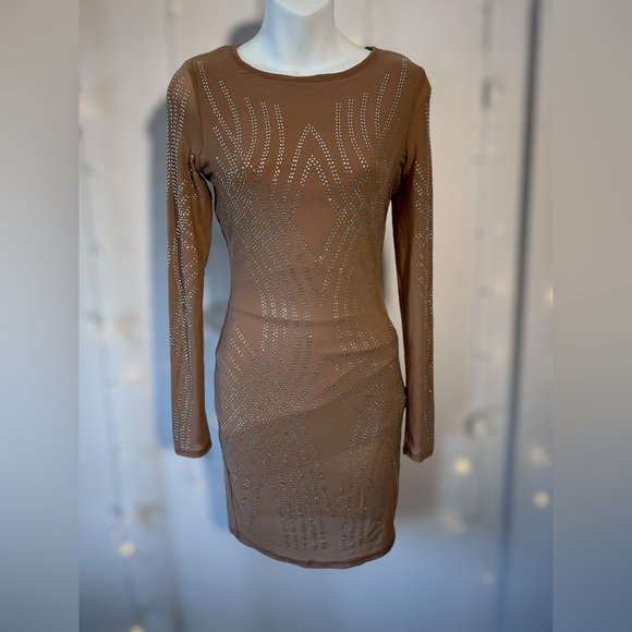 Rhinestone Long Sleeve Body-con mini dress size small - Picture 6 of 7